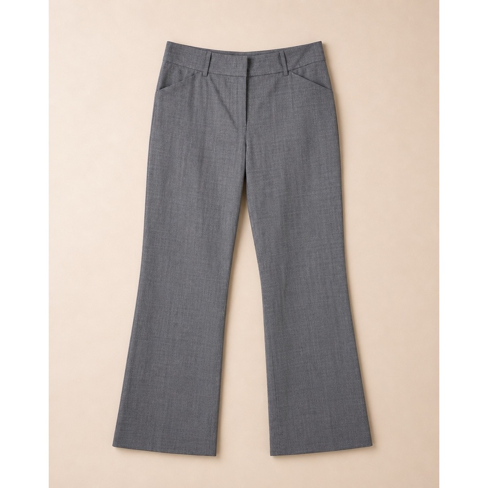 Theory Womens Grey Wool Blend Straight Leg Dress Pants Trousers Size 8